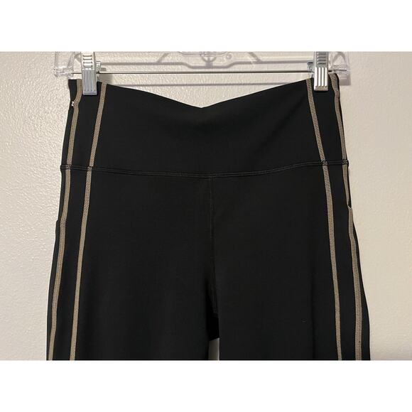 Zyia Active Mocha On Black Game Day Light N Tight 7/8 Leggings Size 6-8 Pockets - Picture 3 of 10